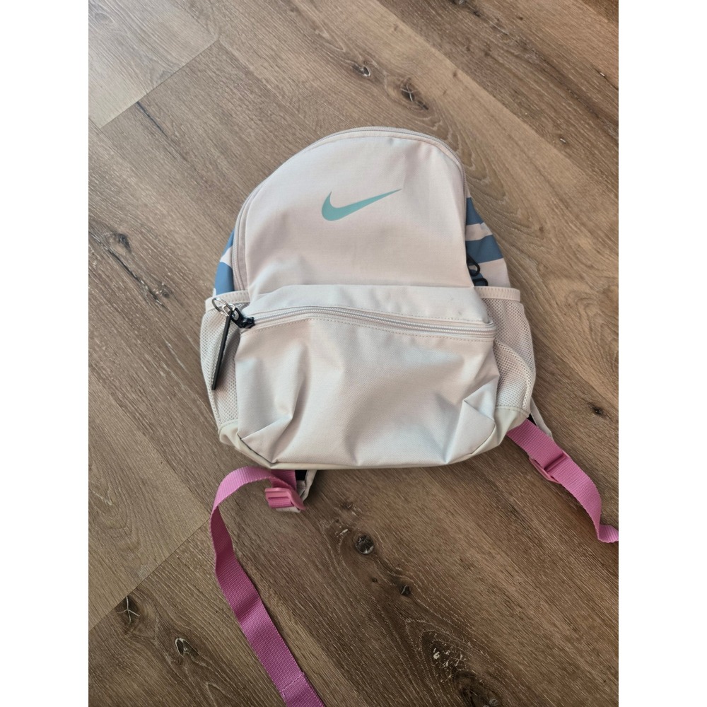 Nike Brasilia JDI Mini Backpack Kids Light Bone Blue Pink Stripes BA5559-072